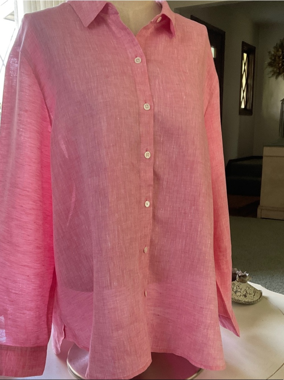 J Jill Pink Linen Blouse, size PXL
